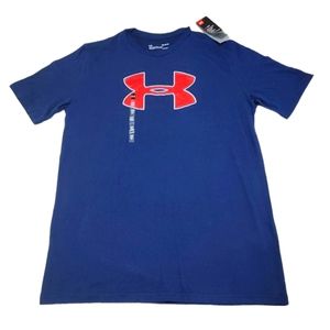 Under Armour Loose Crew Neck Logo Navy Blue Pullover Short Sleeve T-Shirt Size M